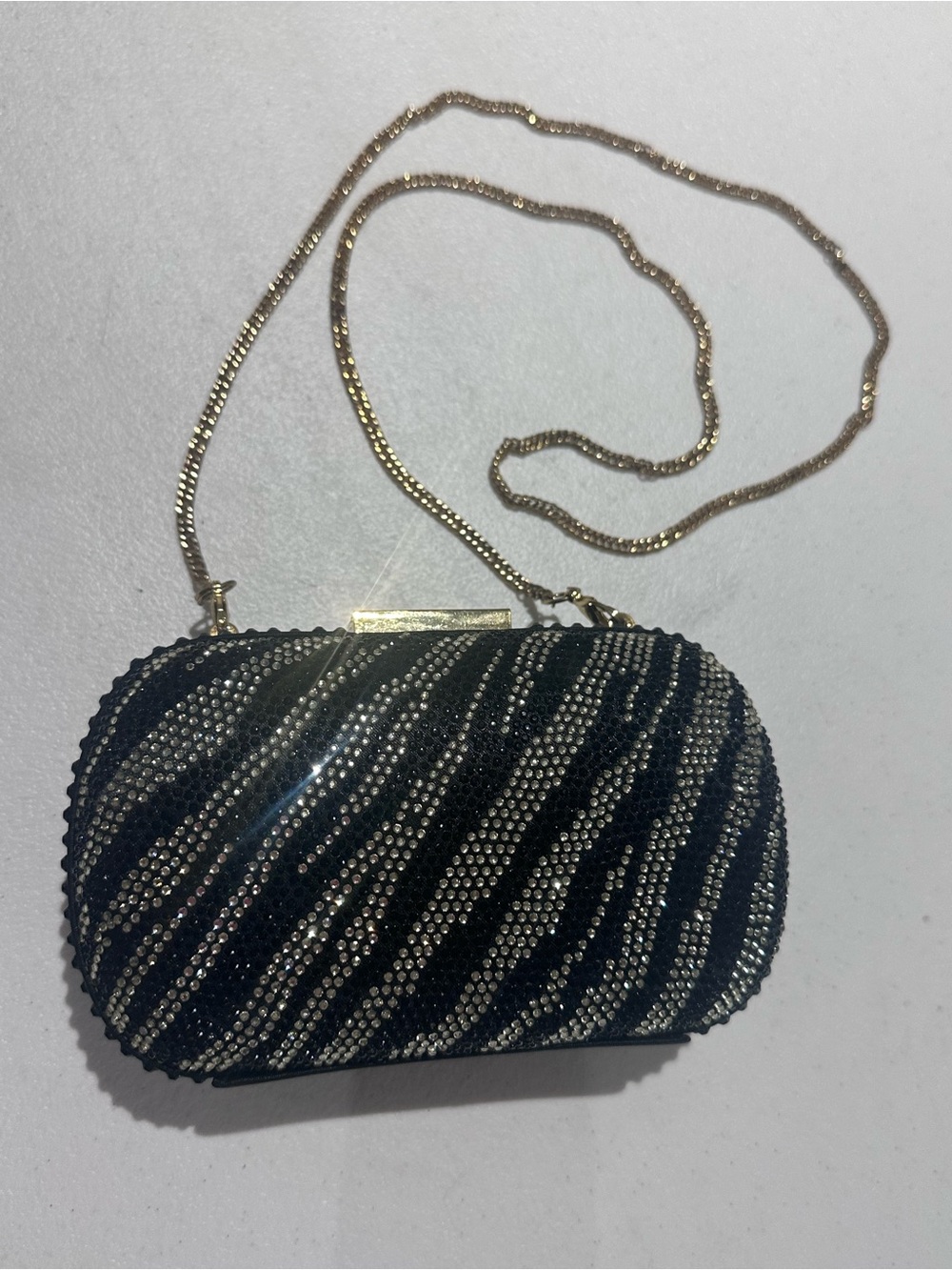 Badgley Mischka Sequins Minaudière rhinestone clutch zebra pattern